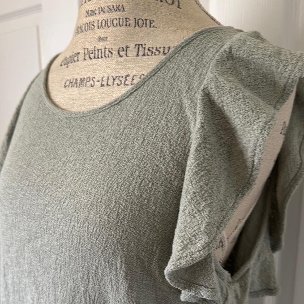 Sage Green Ruffle Sleeve Top